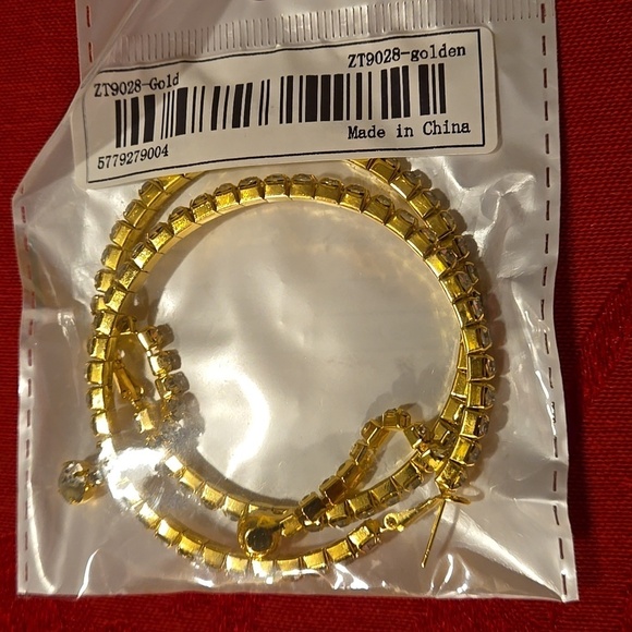 Circle Hoop Earrings - Hollow Design, Zinc Alloy, Glass Filled, Sexy Chic - Picture 4 of 4